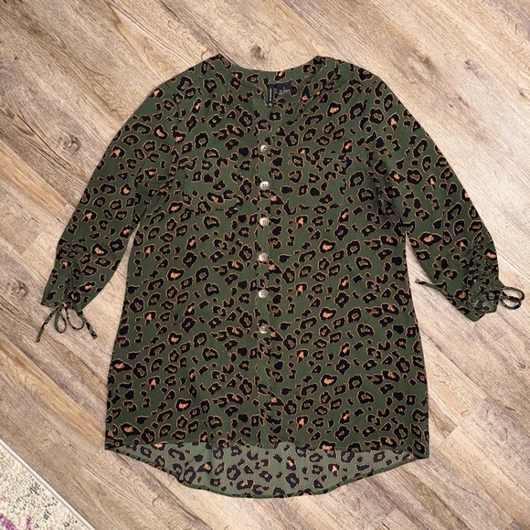 New Directions • Green Cheetah Print Tunic - Picture 2 of 10
